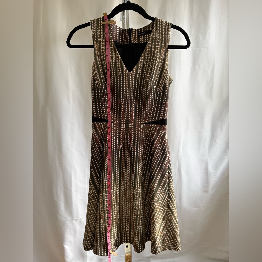 Karen Millen Sleeveless V-Neck Metallic Striped Midi Dress - Gold & Brown